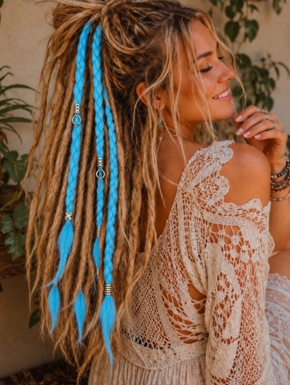 4/$15 NEW Handmade Aqua Blue Braid Hair Extensions | Boho Festival Fairycore Y2K